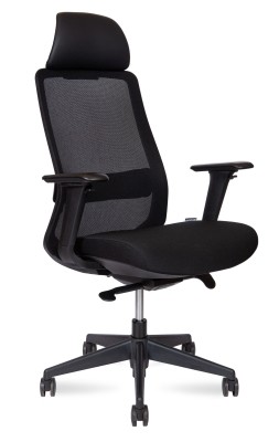 Кресло для руководителя Norden Como black H6301 black черная сетка, черная ткань